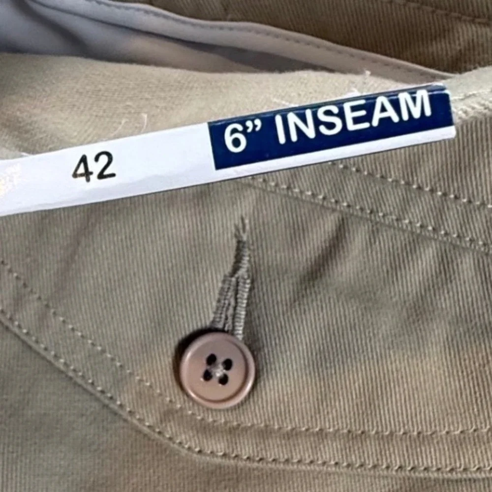 Windham Pointe Mens 42 Plaza Taupe Cargo‎ Shorts Side Elastic 6in Inseam New